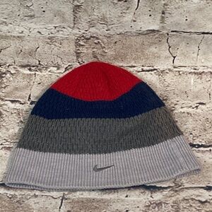 Vintage Nike Reversible Multicolor Striped/ Navy Blue Knit Beanie